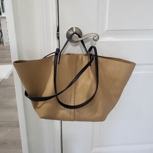 AllSaints Leather tote bag with small pouch tan camel color all saints